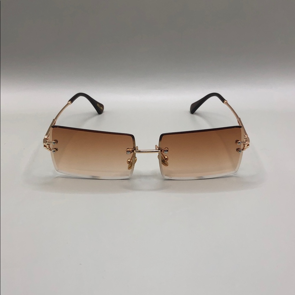 Fifth And Ninth Miami Rimless Gold Brown Gradient Lens Sunglasses Square — image 4 of 8